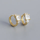 925 Silver Square CZ Zircon Hoop Earrings Party Jewelry Gift
