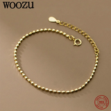 925 Silver Square Beads Bracelet, Adjustable for Women