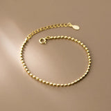 925 Silver Square Beads Bracelet, Adjustable for Women