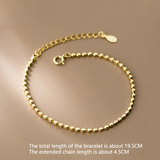 925 Silver Square Beads Bracelet, Adjustable for Women