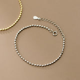 925 Silver Square Beads Bracelet, Adjustable for Women