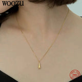 925 Sterling Silver Water Drop Pendant Necklace French Party Jewelry