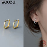925 Silver Geometry Oval Zircon Hoop Earrings Women Jewelry Gift