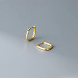 925 Silver Geometry Oval Zircon Hoop Earrings Women Jewelry Gift