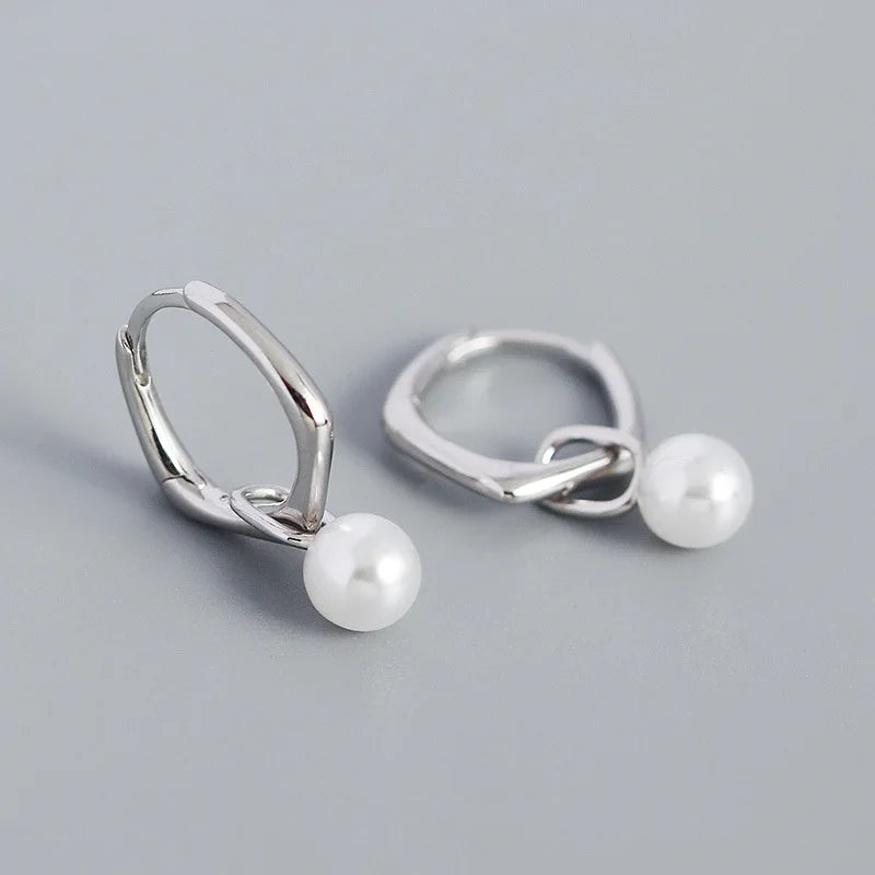 925 Silver Pearl Pendant Drop Earrings for Women Party Jewelry