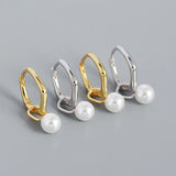 925 Silver Pearl Pendant Drop Earrings for Women Party Jewelry