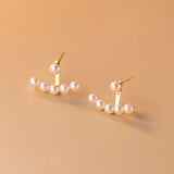 925 Silver Sweet Smile Pearl Stud Earrings Women Jewelry