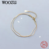 925 Silver Double Layer Snake Bone Chain Bracelet Women Charm Jewelry