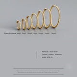 925 Silver Gothic Twist Huggie Hoop Earrings Women Men Charms Ear Buckle