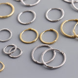 925 Silver Gothic Twist Huggie Hoop Earrings Women Men Charms Ear Buckle