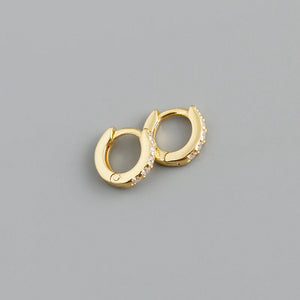 Sterling Silver Hoop Earrings CZ Ear Buckle Pierced Jewelry