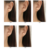 Sterling Silver Hoop Earrings CZ Ear Buckle Pierced Jewelry