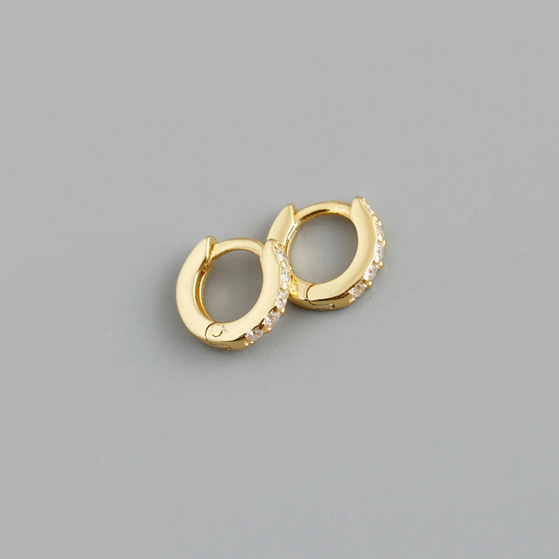 Sterling Silver Hoop Earrings CZ Ear Buckle Pierced Jewelry
