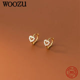 925 Silver Sweet Love Heart CZ Zircon Hoop Earrings For Women Girl