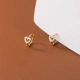 925 Silver Sweet Love Heart CZ Zircon Hoop Earrings For Women Girl