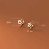 925 Silver Sweet Love Heart CZ Zircon Hoop Earrings For Women Girl