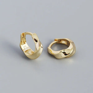 925 Silver Smooth Twist Hoop Earrings French Punk Rock Jewelry