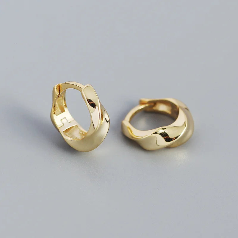 925 Silver Smooth Twist Hoop Earrings French Punk Rock Jewelry
