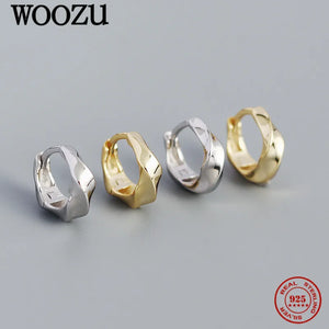 925 Silver Smooth Twist Hoop Earrings French Punk Rock Jewelry