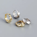 925 Silver Smooth Twist Hoop Earrings French Punk Rock Jewelry