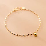 925 Silver Korean Round Bead Anklets Women Summer Foot Jewelry