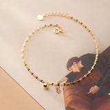 925 Silver Korean Round Bead Anklets Women Summer Foot Jewelry