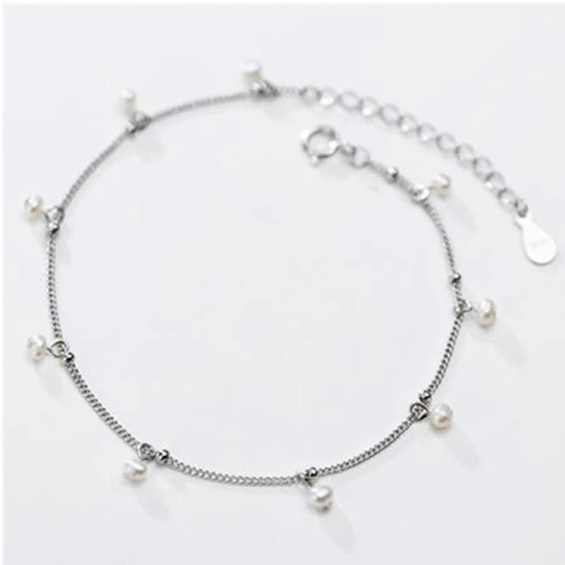 925 Silver Baroque Pearl Charm Bracelet Wedding Jewelry Gift