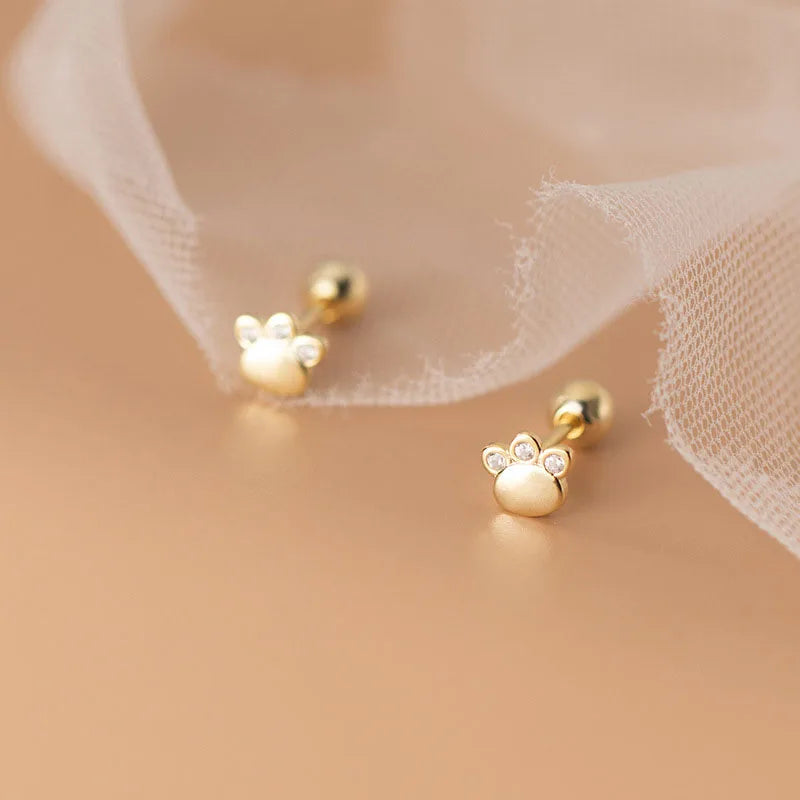 925 Silver Cat Claw Stud Earrings for Women