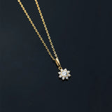 925 Silver Flower Diamond Pendant Necklaces Wedding Jewelry