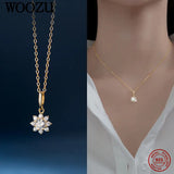 925 Silver Flower Diamond Pendant Necklaces Wedding Jewelry