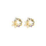 925 Silver Flower Crystal Stud Earrings Sweet Girl Jewelry