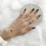 925 Silver Red CZ Link Bracelet Women's French Rock Party Jewelry