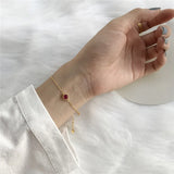 925 Silver Red CZ Link Bracelet Women's French Rock Party Jewelry
