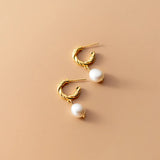 Baroque Pearl Twist Pendant Earrings - Romantic Jewelry Gift