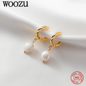 Baroque Pearl Twist Pendant Earrings - Romantic Jewelry Gift