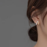 925 Silver Pearl Piercing Stud Earrings Women Wedding Jewelry
