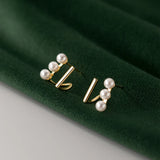 925 Silver Pearl Piercing Stud Earrings Women Wedding Jewelry