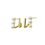 925 Silver Pearl Piercing Stud Earrings Women Wedding Jewelry