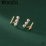 925 Silver Pearl Piercing Stud Earrings Women Wedding Jewelry