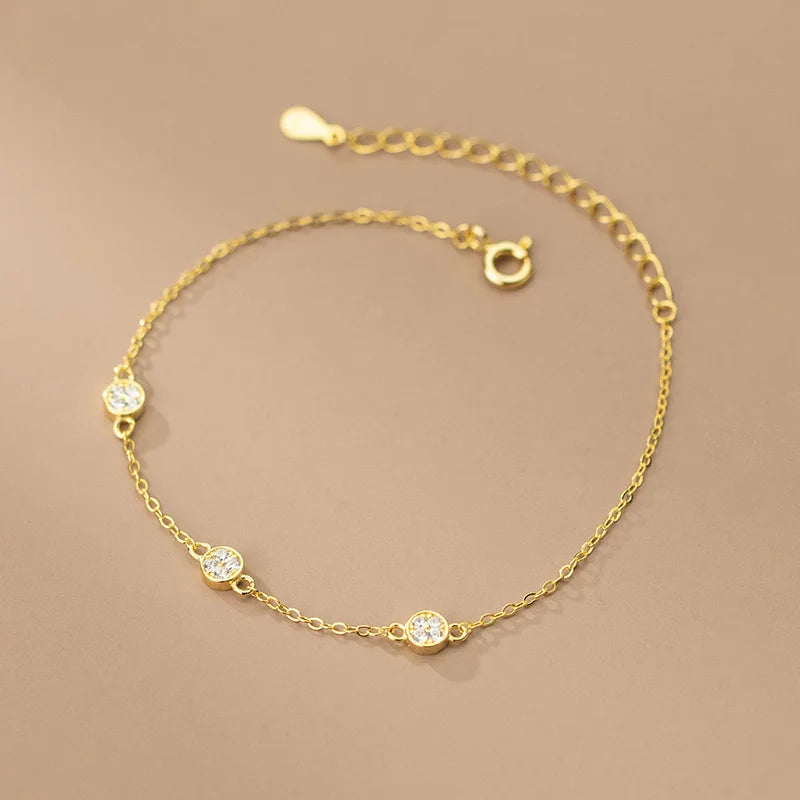 925 Silver Zircon Charm Bracelet for Women