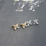 925 Silver Zircon Bow Stud Earrings for Women Party Jewelry