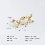 925 Silver Zircon Bow Stud Earrings for Women Party Jewelry