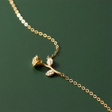 925 Silver Glossy Rose Flower Pendant Necklaces Wedding Jewelry