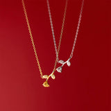 925 Silver Glossy Rose Flower Pendant Necklaces Wedding Jewelry