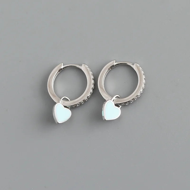 925 Silver Heart Huggie Earrings Punk Teen Jewelry