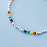 925 Silver Smile Face Colour Beads Bracelet Punk Summer Jewelry