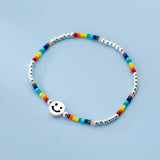 925 Silver Smile Face Colour Beads Bracelet Punk Summer Jewelry