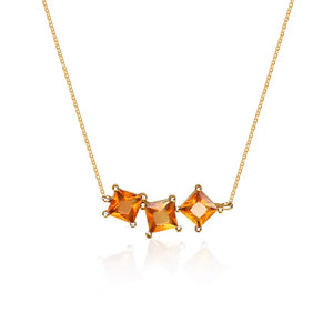 925 Silver Square Crystal Pendant Necklace for Women