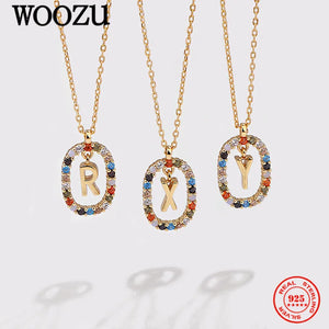925 Silver Minimalism 26 Letters Zirconia Necklaces Initials Jewelry