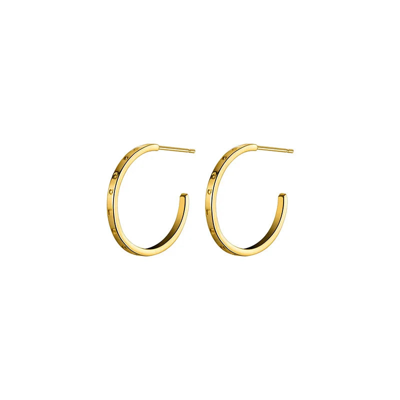 925 Silver Initials C Stud Earrings French Party Jewelry